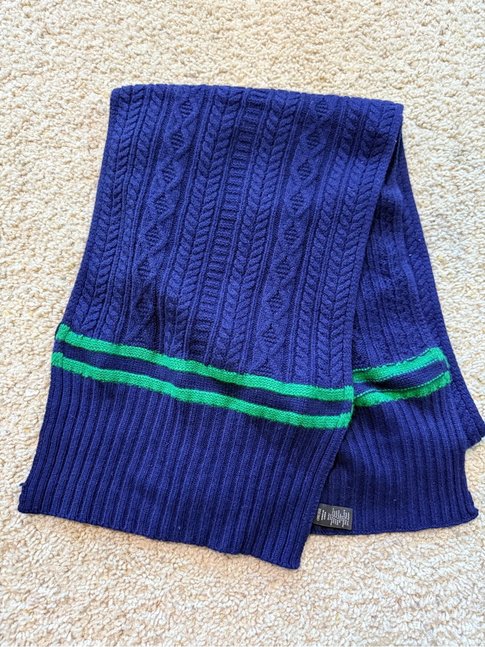 Banana Republic Merino Wool Blend Cable Knit Scarf Blue Green One Size